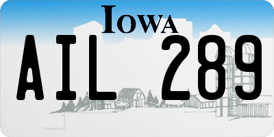 IA license plate AIL289