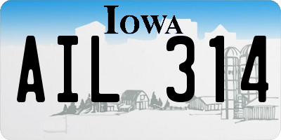 IA license plate AIL314