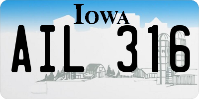 IA license plate AIL316