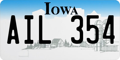 IA license plate AIL354