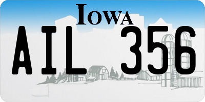 IA license plate AIL356