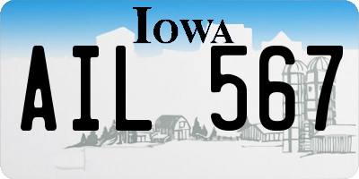 IA license plate AIL567