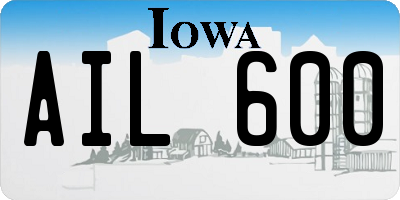 IA license plate AIL600