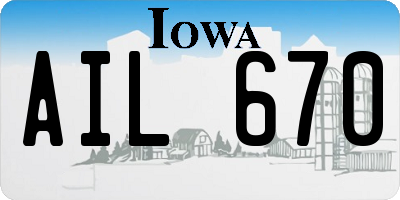 IA license plate AIL670