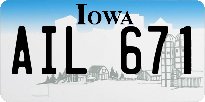 IA license plate AIL671