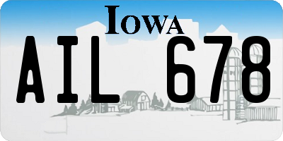 IA license plate AIL678