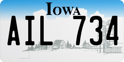 IA license plate AIL734