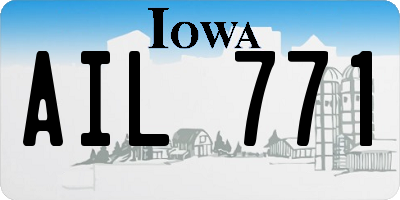IA license plate AIL771