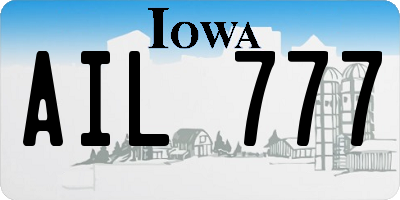 IA license plate AIL777