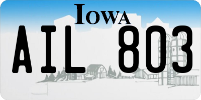 IA license plate AIL803