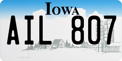 IA license plate AIL807
