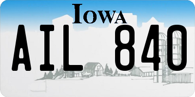 IA license plate AIL840
