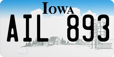 IA license plate AIL893