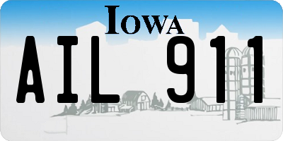 IA license plate AIL911