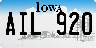 IA license plate AIL920