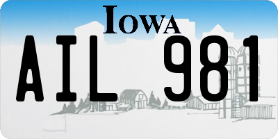 IA license plate AIL981