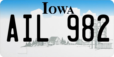 IA license plate AIL982