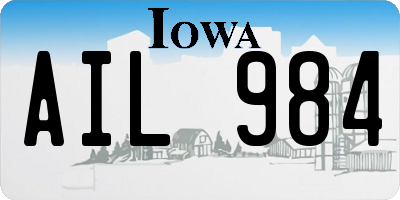 IA license plate AIL984