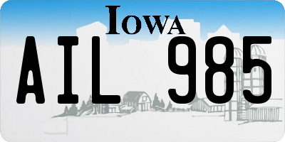 IA license plate AIL985