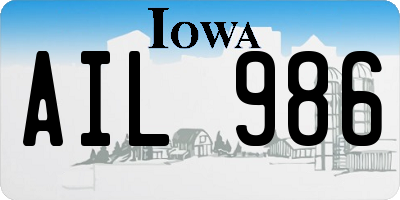IA license plate AIL986