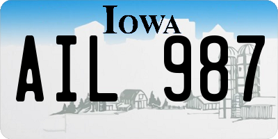 IA license plate AIL987
