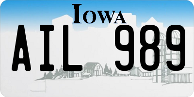 IA license plate AIL989