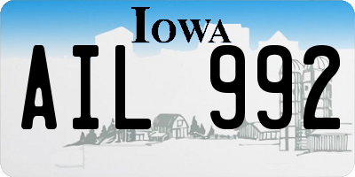 IA license plate AIL992