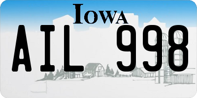 IA license plate AIL998