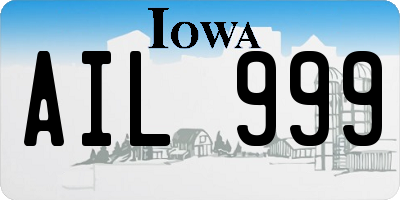 IA license plate AIL999