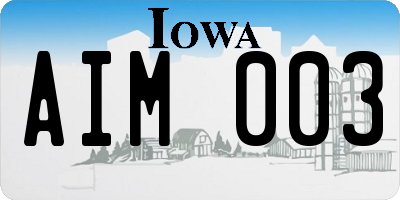 IA license plate AIM003