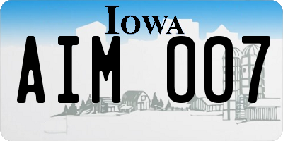 IA license plate AIM007