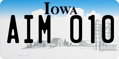 IA license plate AIM010