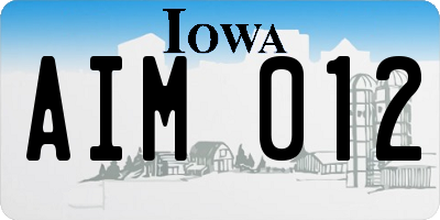 IA license plate AIM012
