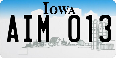IA license plate AIM013
