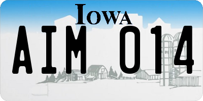 IA license plate AIM014