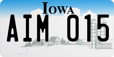 IA license plate AIM015