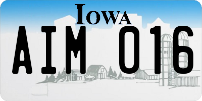 IA license plate AIM016
