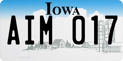 IA license plate AIM017