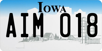 IA license plate AIM018