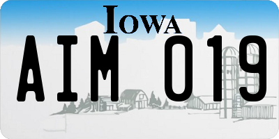 IA license plate AIM019