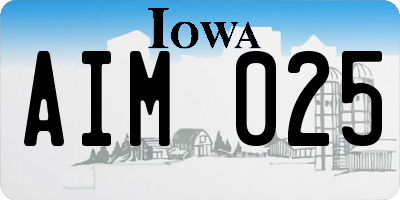 IA license plate AIM025