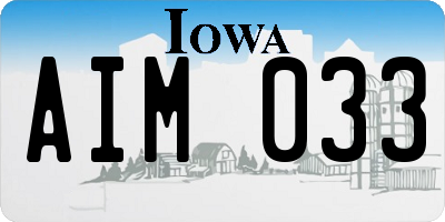 IA license plate AIM033