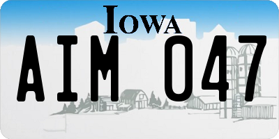 IA license plate AIM047