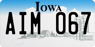 IA license plate AIM067