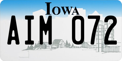 IA license plate AIM072