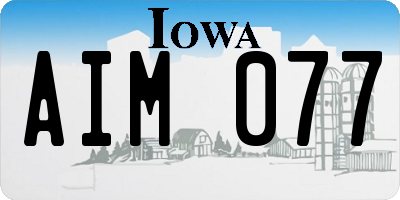 IA license plate AIM077