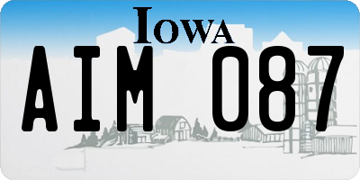 IA license plate AIM087
