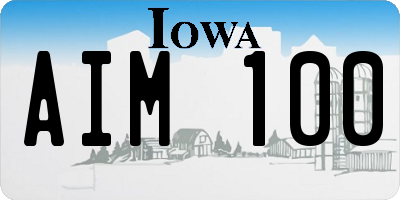 IA license plate AIM100