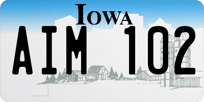 IA license plate AIM102