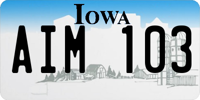 IA license plate AIM103